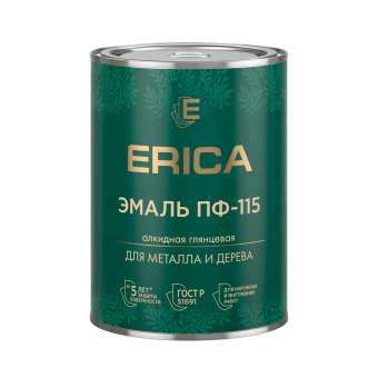 Эмаль ПФ-115  0,8кг черный ERICA (14/700) П '