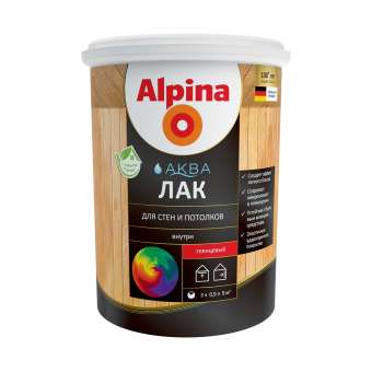 Лак акрил интер  0,9л  колеруемый глянц Alpina Аква (6/360) П зз